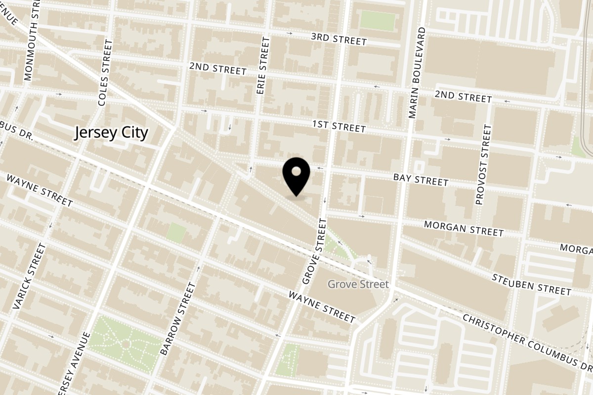 Map showing the location of Bricklane Curry House - Jersey City on 136 Newark Ave in Jersey City